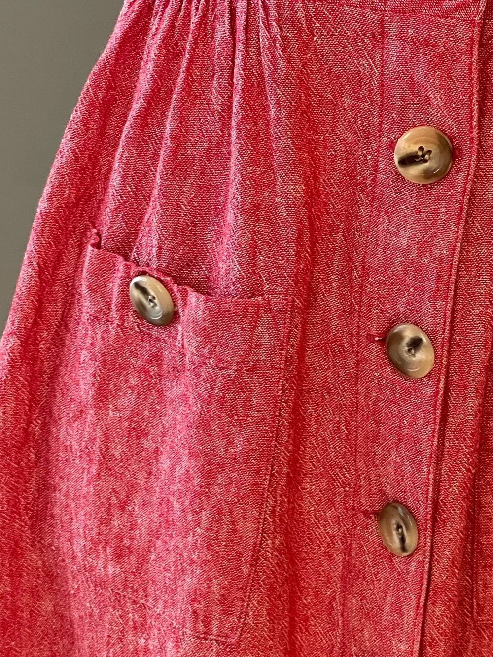 Indigo Rein coral-red linen-blend midi dress | Size S | Excellent Condition